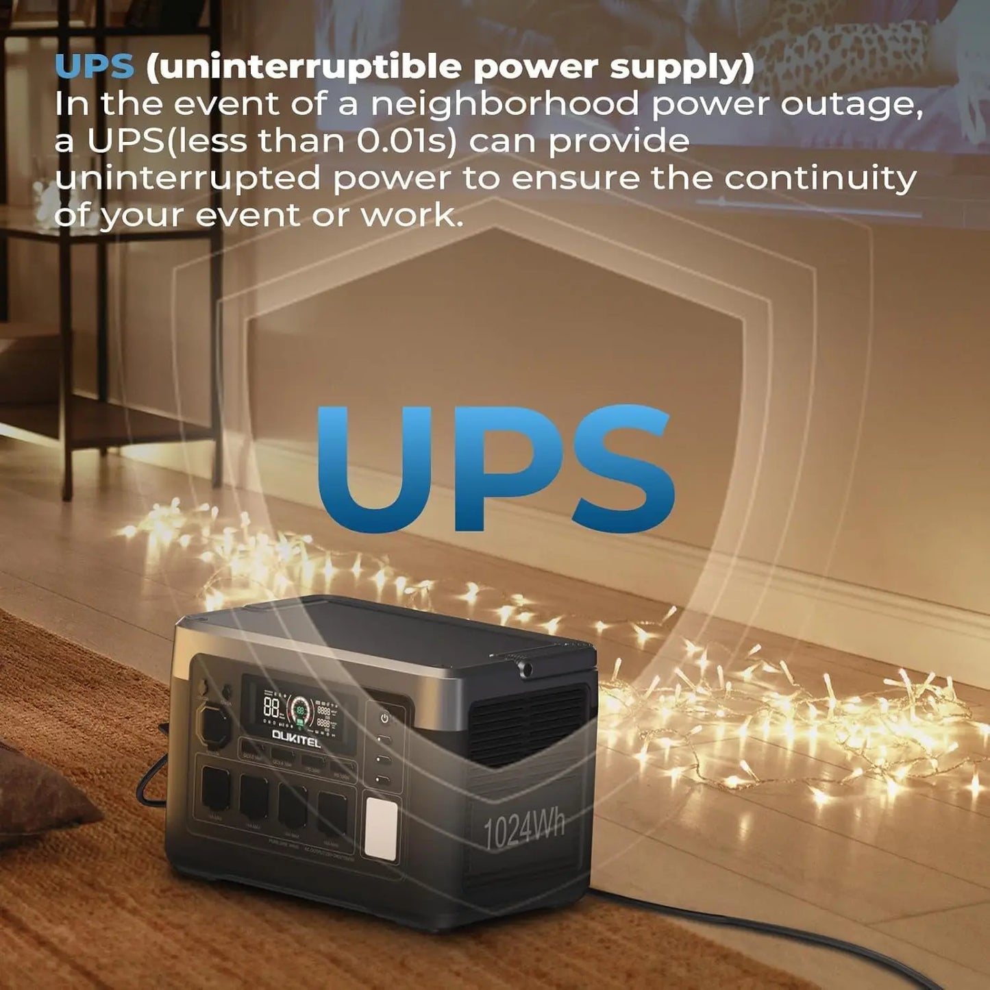 OUKITEL P1000 Plus Solar Generator Portable Power Station 1800W LiFePO4