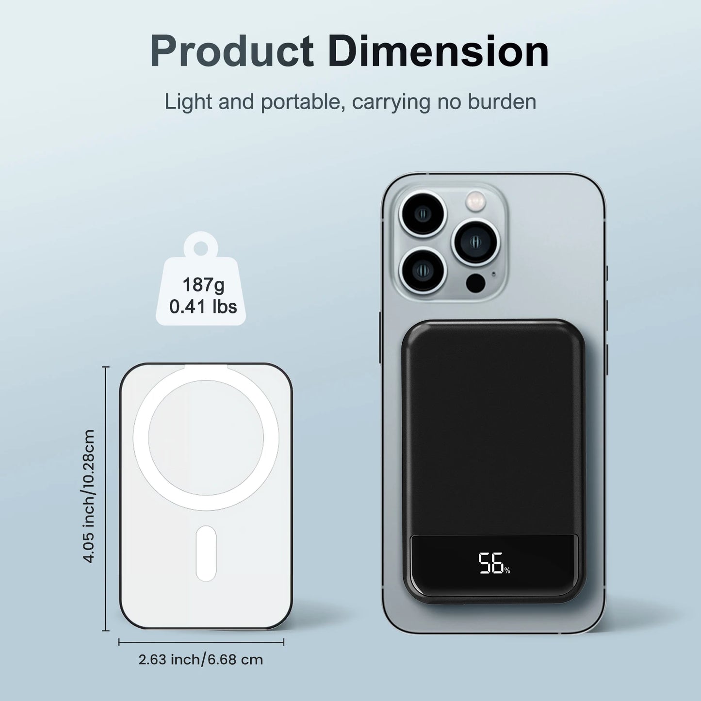 Magnetic Wireless Power Bank 10000mAh PD20W LED Display For iPhone