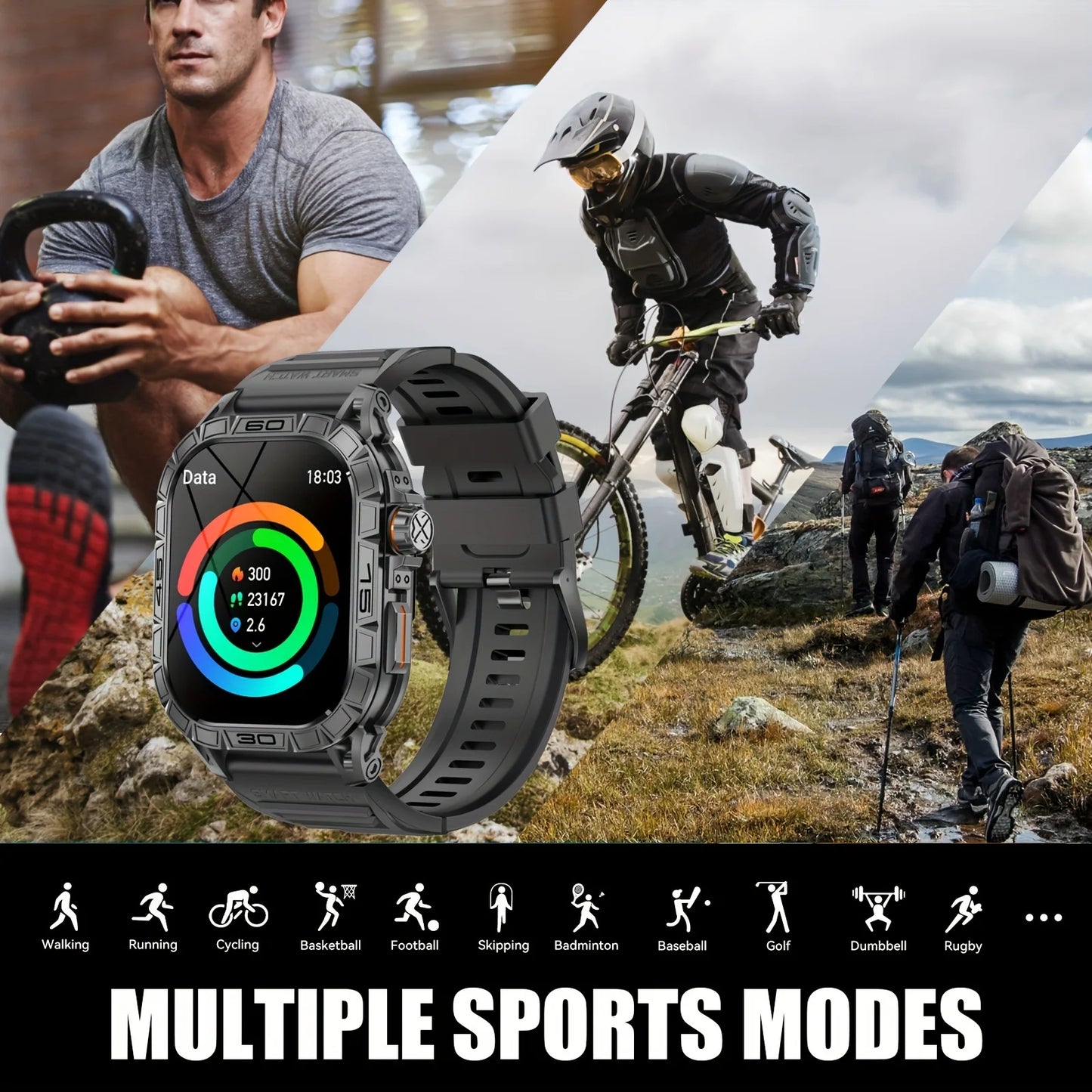 LaNikar K63 Smart Watch IP68 Waterproof Bluetooth Heart Rate BP
